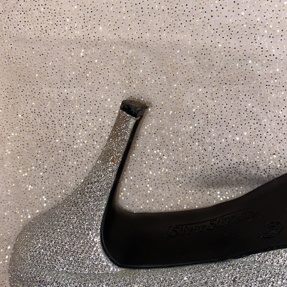 Sparkly Silver Slipper Heels - Picture 6 of 6